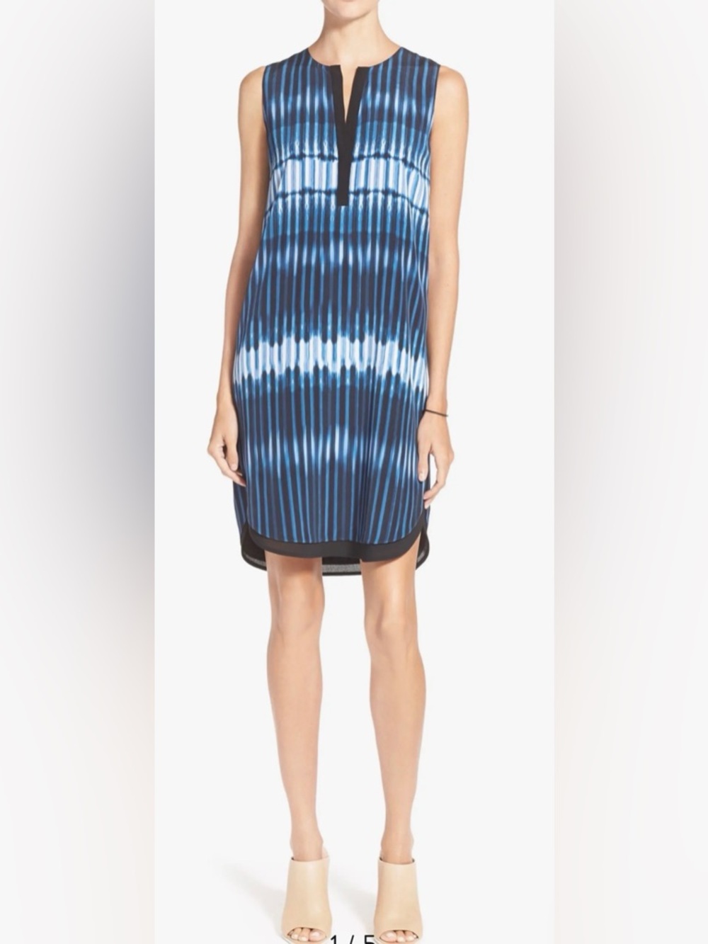VINCE Tie Dye Sleeveless Layer Silk Dress